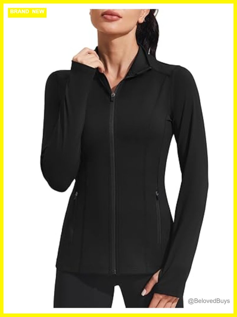 Slim Fit Full Zip Stretch Workout Jacket with Thumb Holes